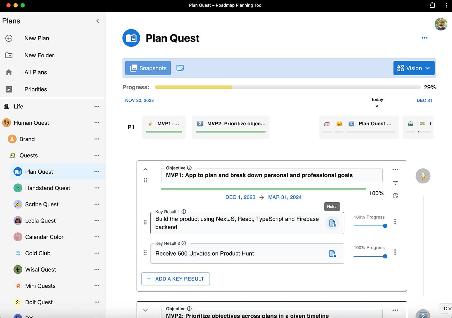 Plan Quest - AI-Generated OKRs Meet Real-Time UX